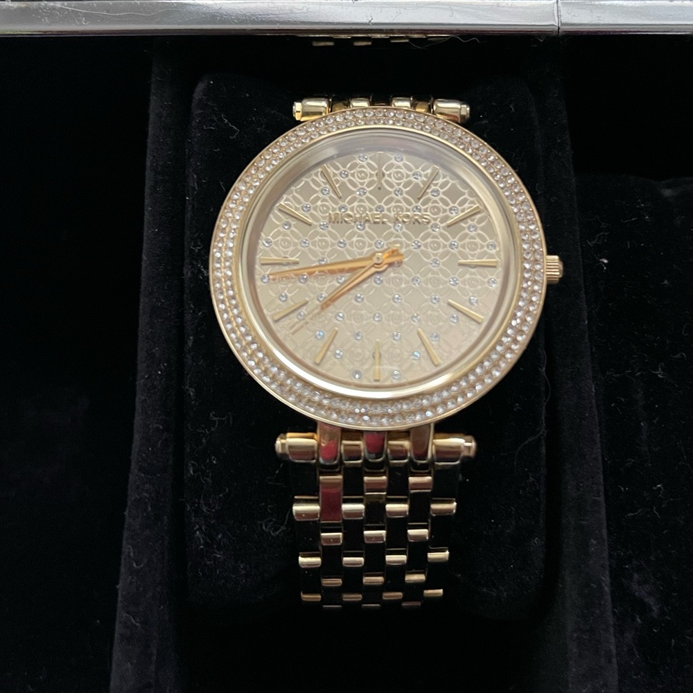 Michael Kors gold watch - DARCI CRYSTAL PAVE DIAL LADIES WATCH MK3438